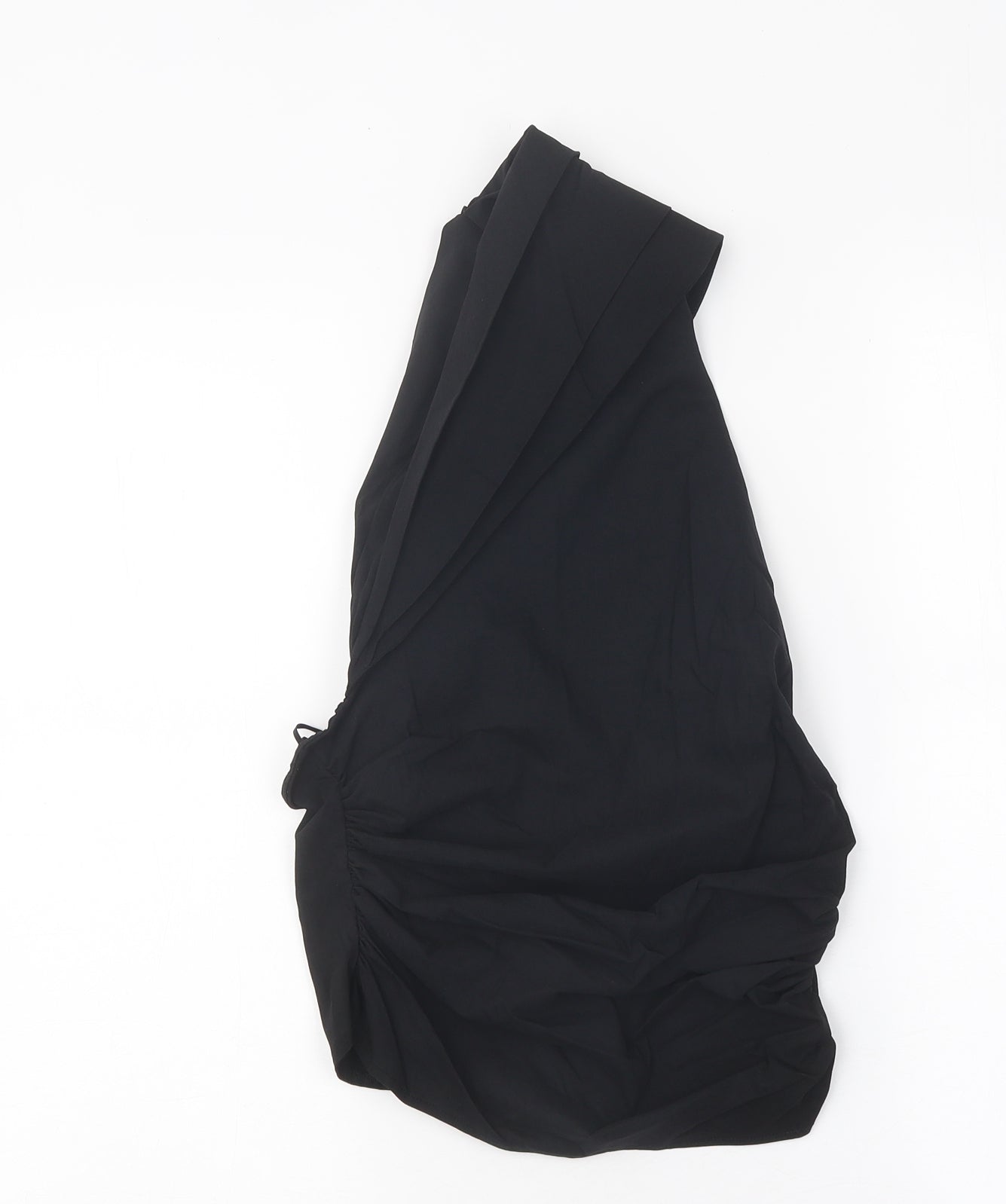 Zara Womens Black Viscose Wrap Blouse Size M One Shoulder - Ruched