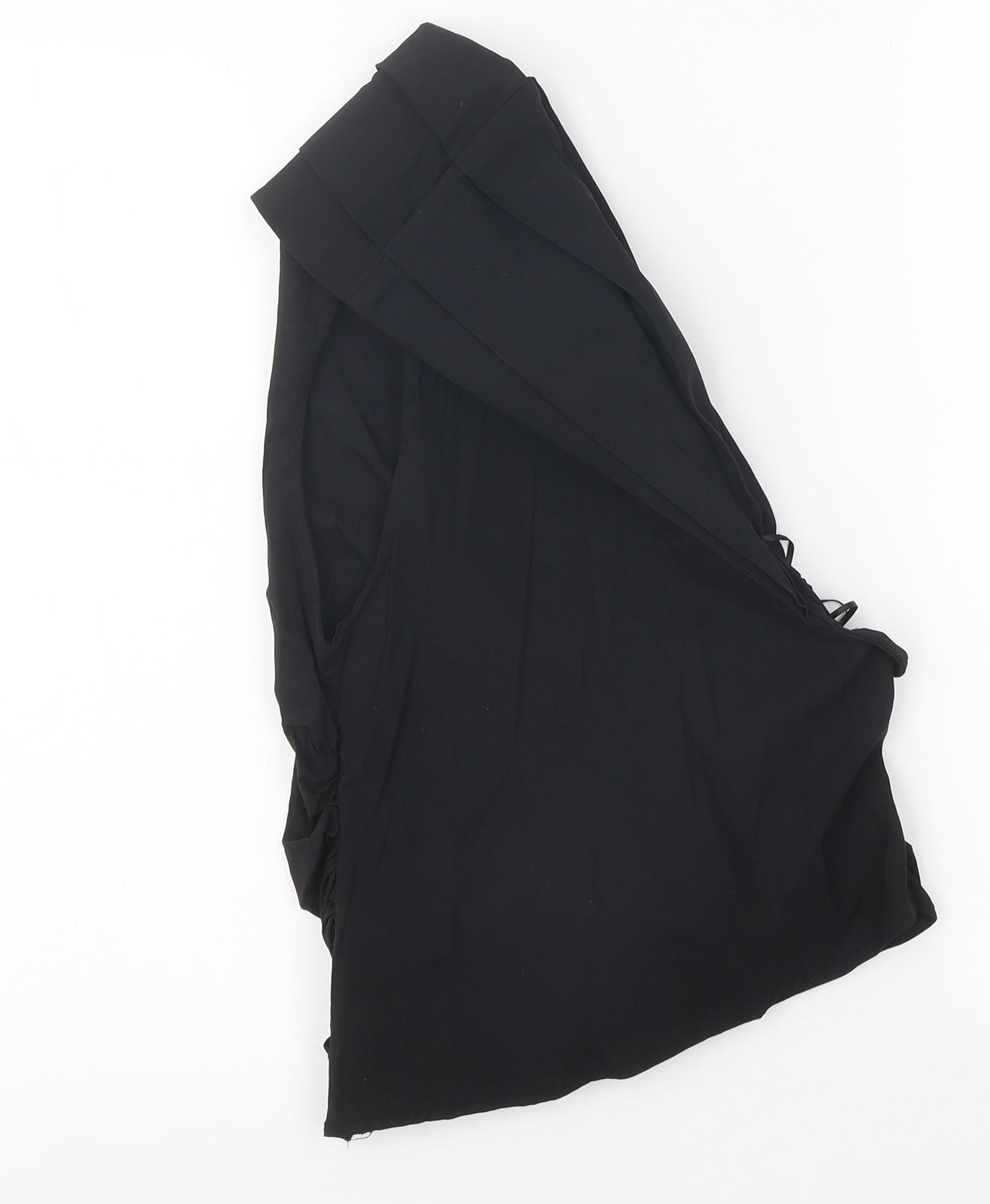 Zara Womens Black Viscose Wrap Blouse Size M One Shoulder - Ruched