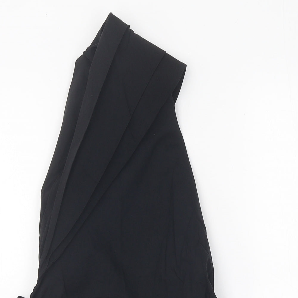 Zara Womens Black Viscose Wrap Blouse Size M One Shoulder - Ruched