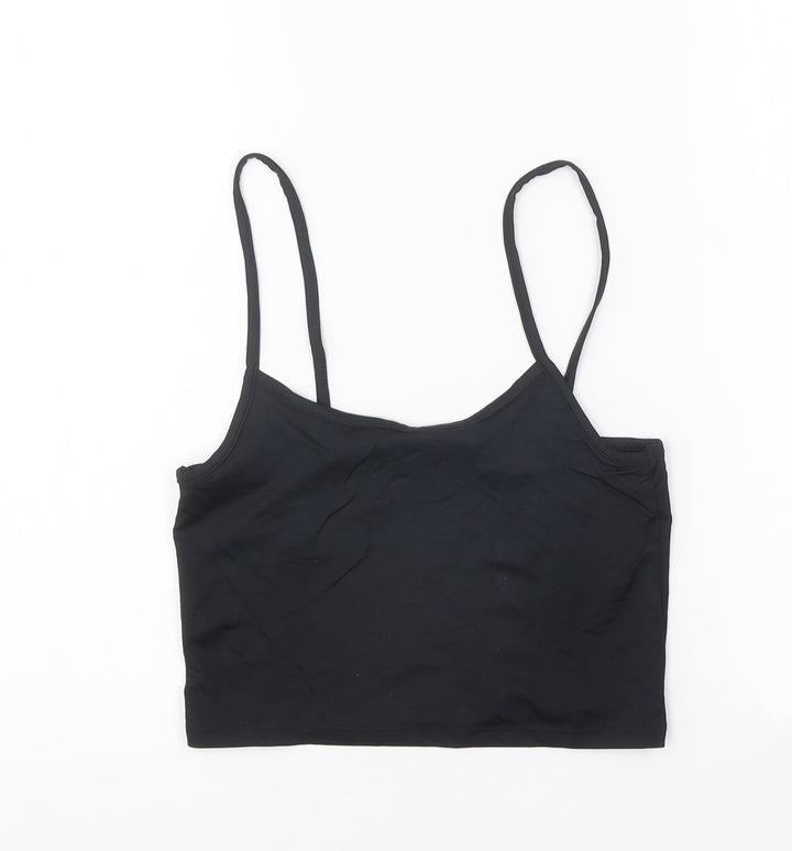 Stradivarius Womens Black Polyester Cropped Tank Size M Round Neck