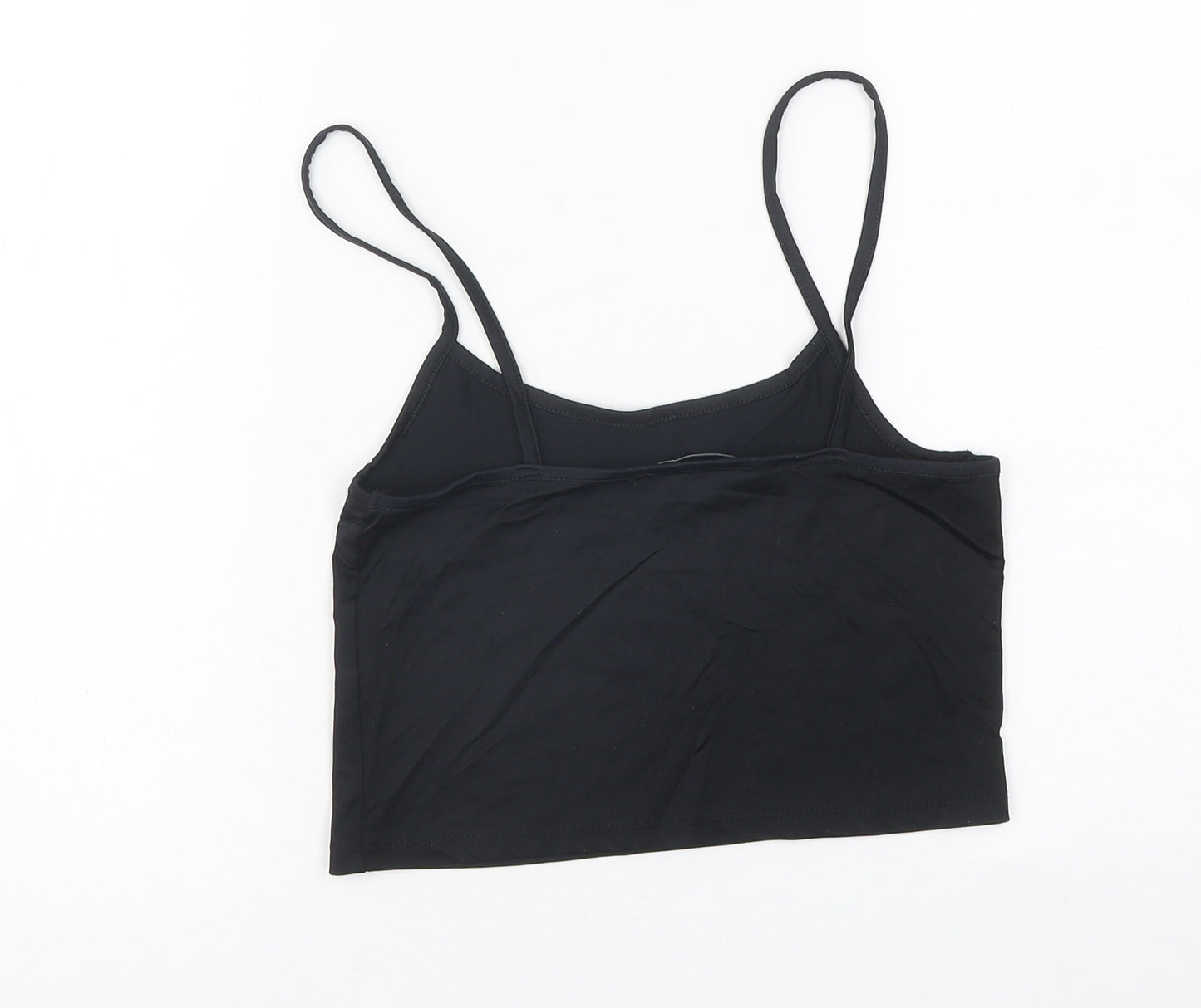 Stradivarius Womens Black Polyester Cropped Tank Size M Round Neck