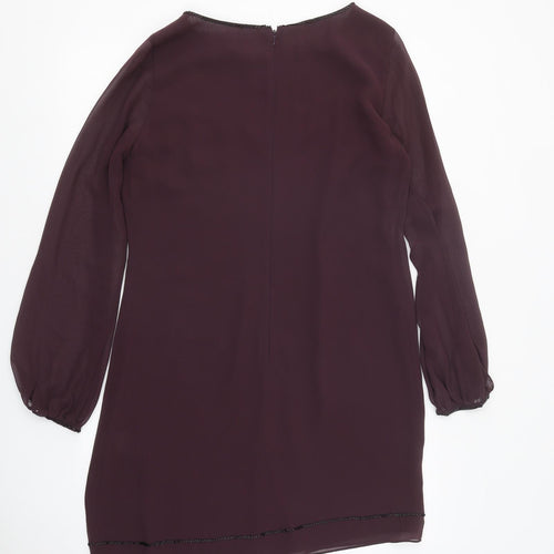 Coast Womens Purple Polyester A-Line Size 12 Round Neck Zip