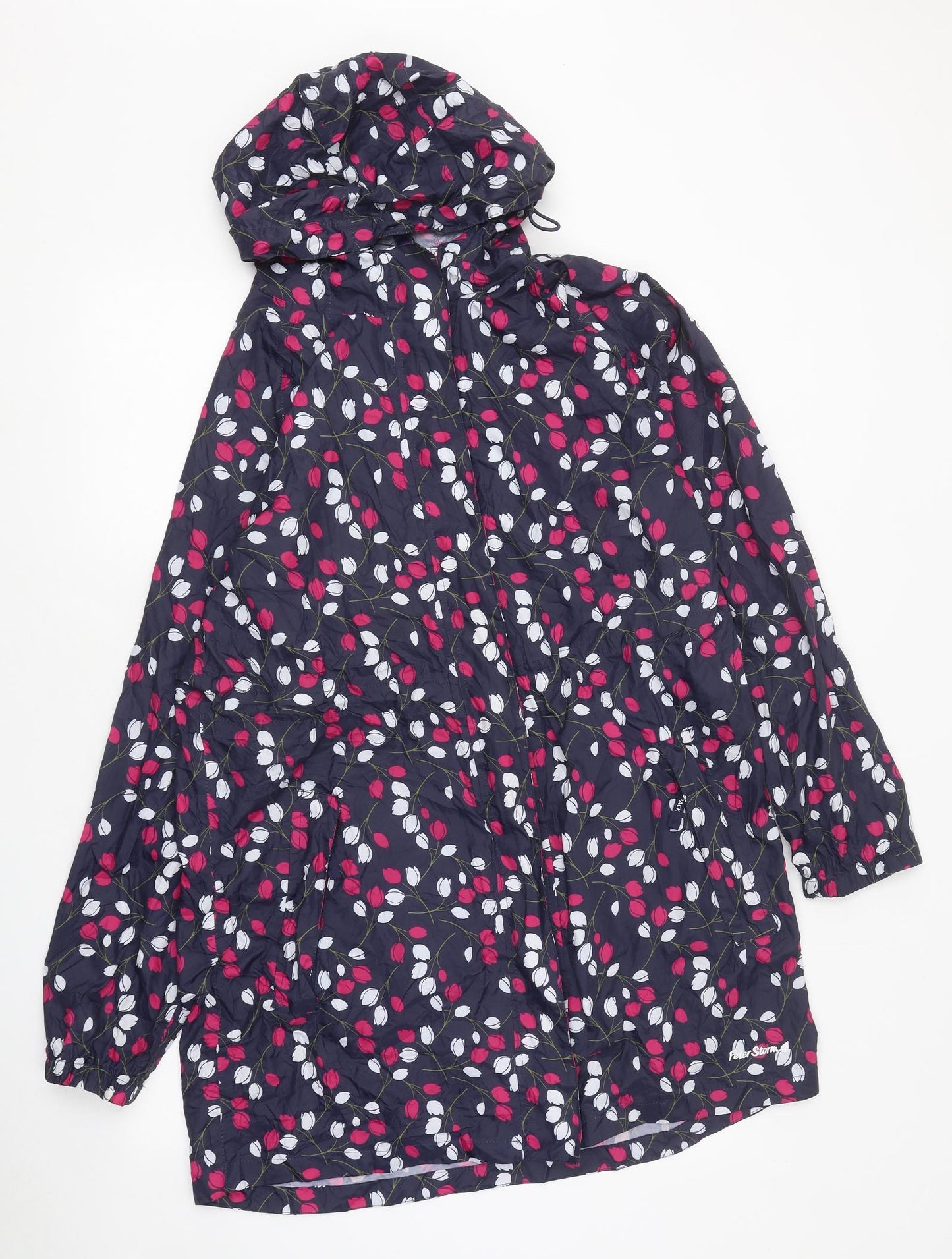 Peter Storm Womens Black Geometric Rain Coat Jacket Size 14 Zip
