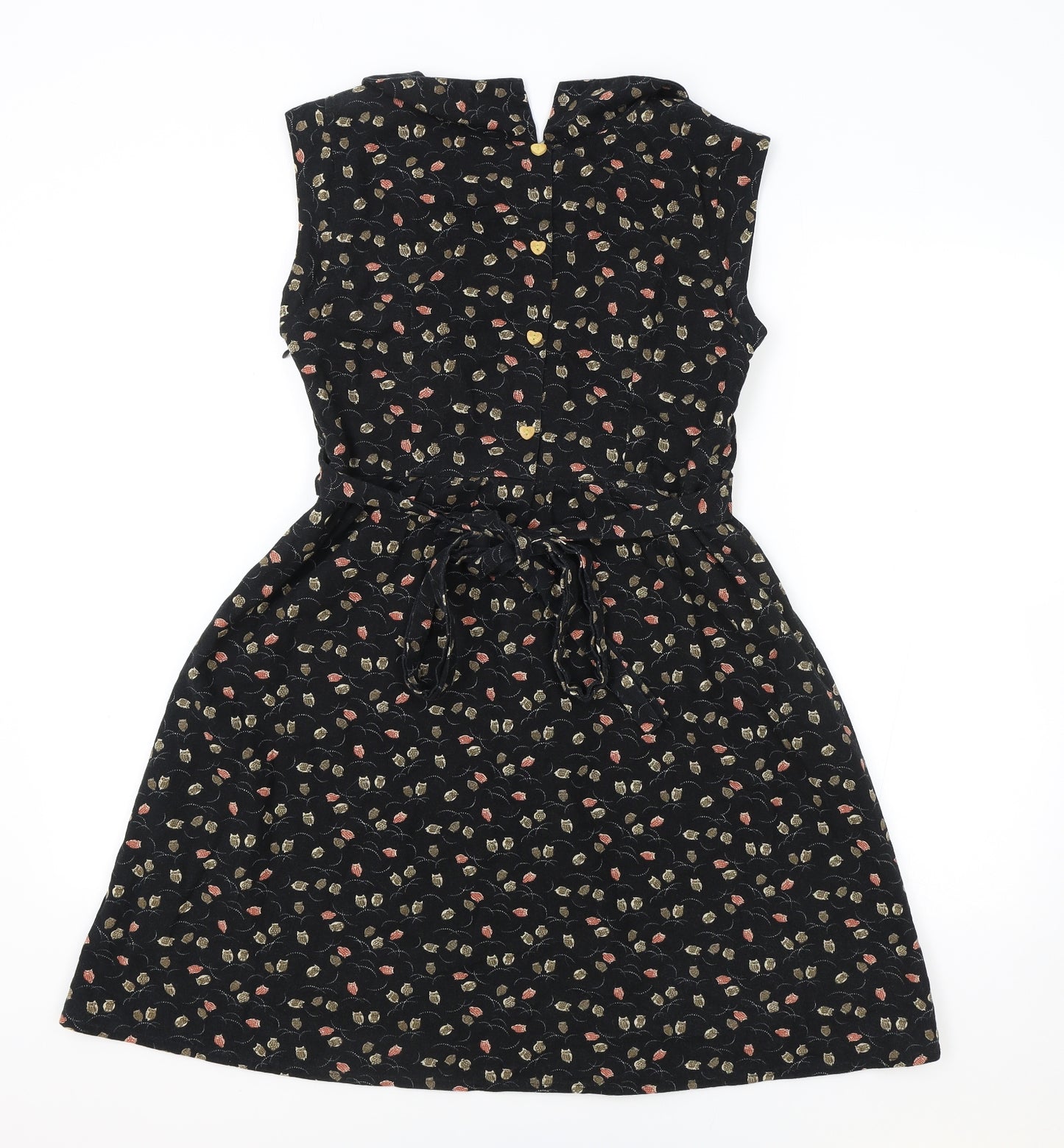 Origami Doll Womens Black Floral 100% Cotton A-Line Size 10 Collared Zip
