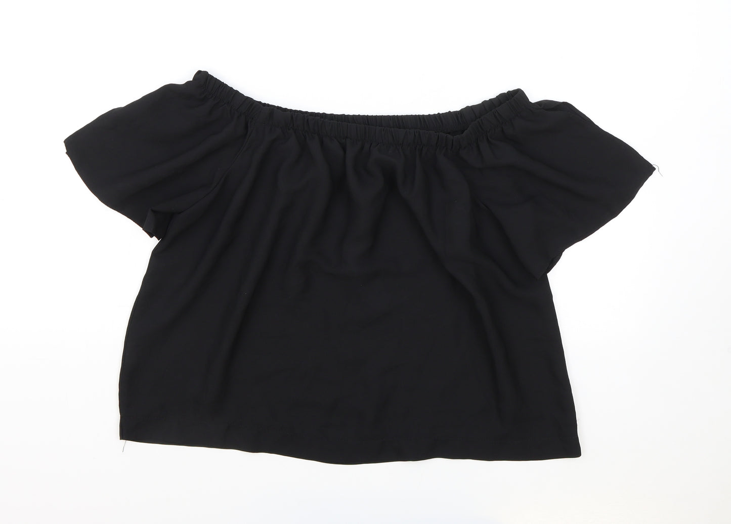 Atmosphere Womens Black Polyester Cropped Blouse Size 12 Off the Shoulder - Elasticated Collar