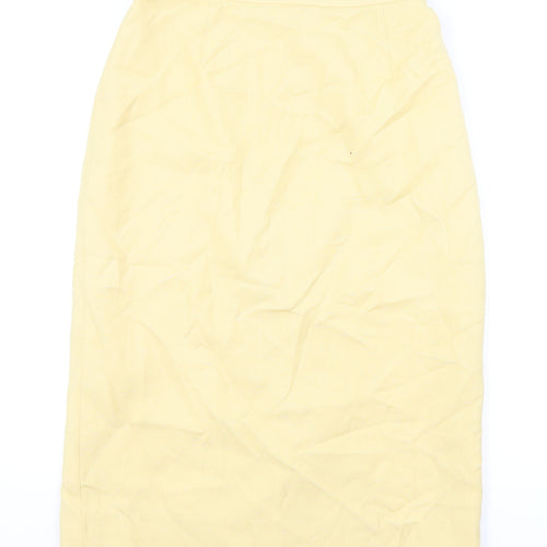 Medici Womens Yellow Viscose Straight & Pencil Skirt Size 14 Zip