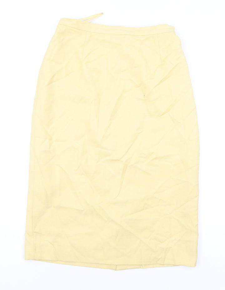 Medici Womens Yellow Viscose Straight & Pencil Skirt Size 14 Zip