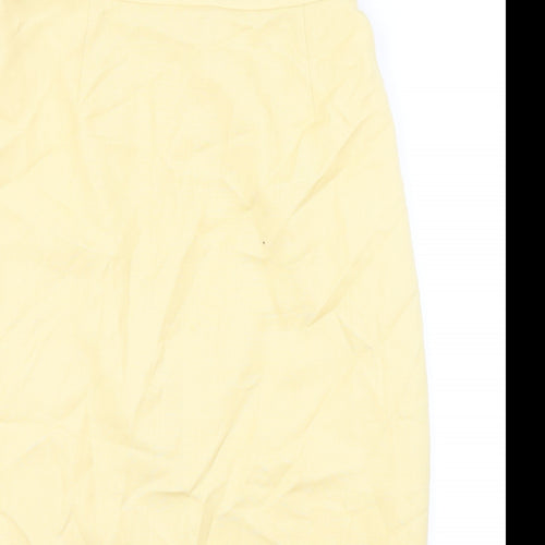 Medici Womens Yellow Viscose Straight & Pencil Skirt Size 14 Zip