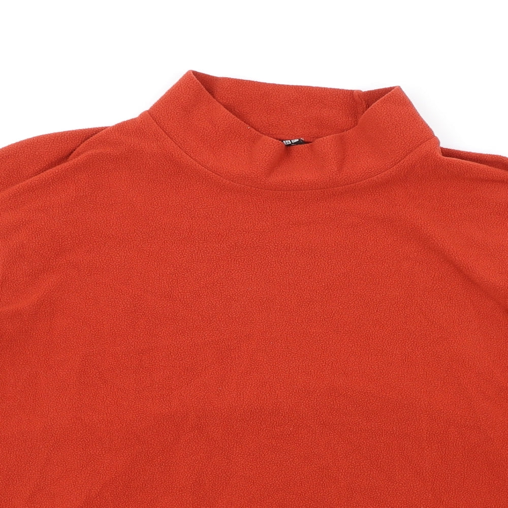 Uniqlo Womens Orange Mock Neck Acrylic Pullover Jumper Size XL