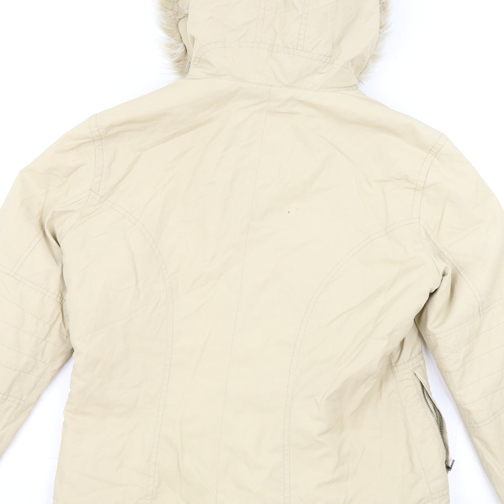 Principles Womens Beige Parka Coat Size 10 Zip - Faux Fur