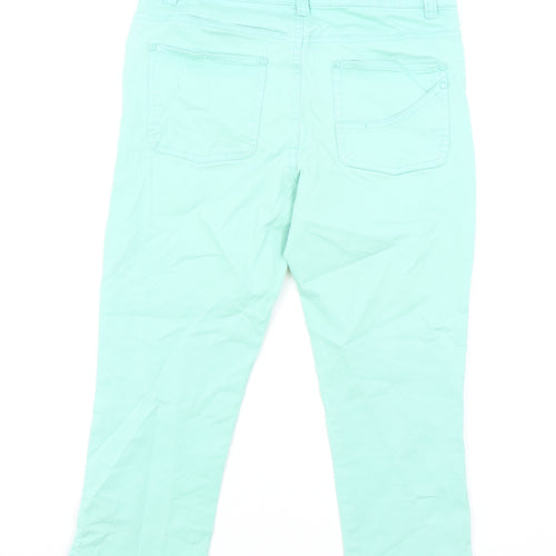 H&M Womens Green Cotton Cropped Jeans Size 8 L20 in Regular Zip