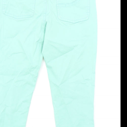 H&M Womens Green Cotton Cropped Jeans Size 8 L20 in Regular Zip