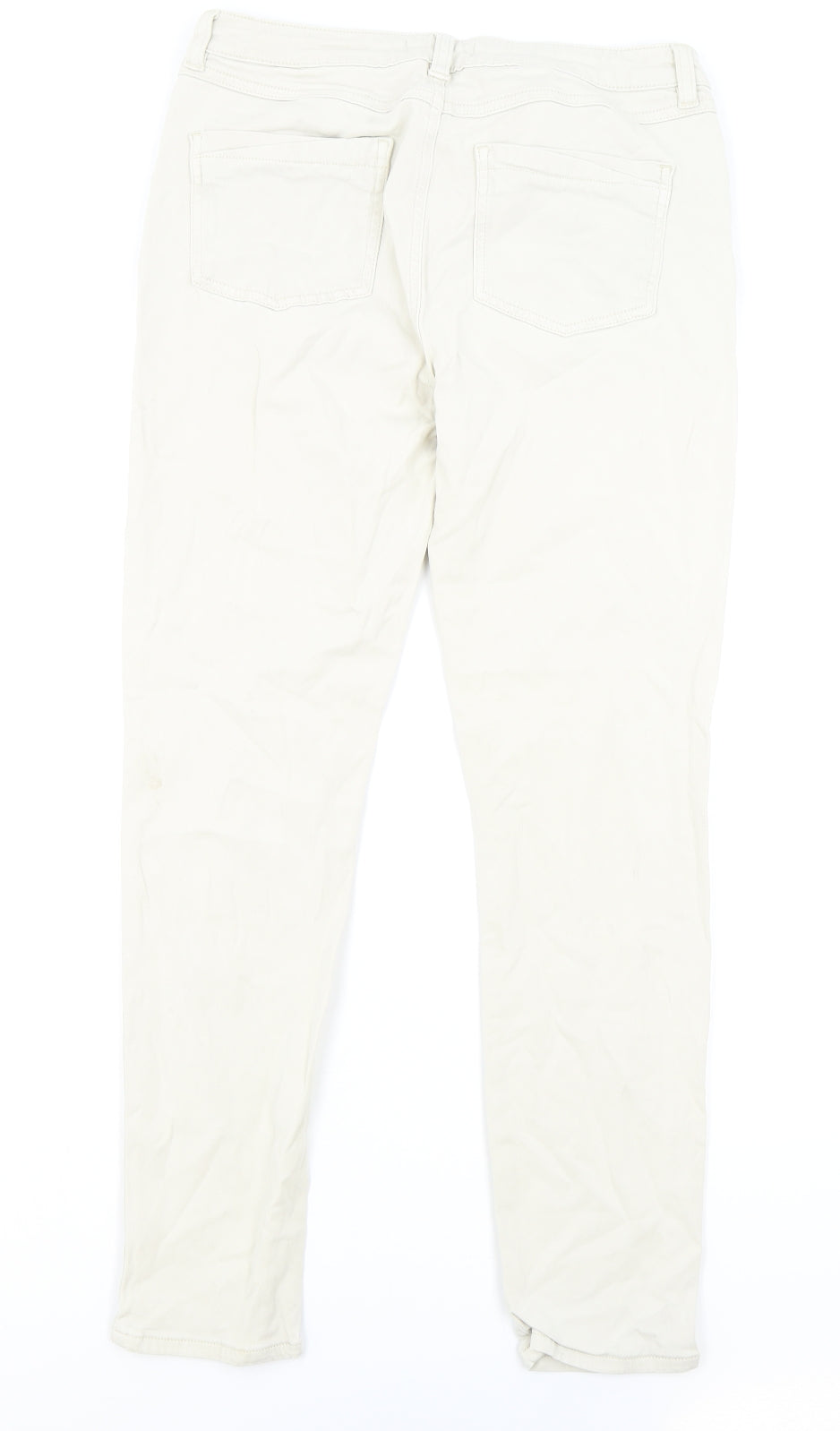 Mint Velvet Womens Beige Cotton Skinny Jeans Size 14 L28 in Regular Zip