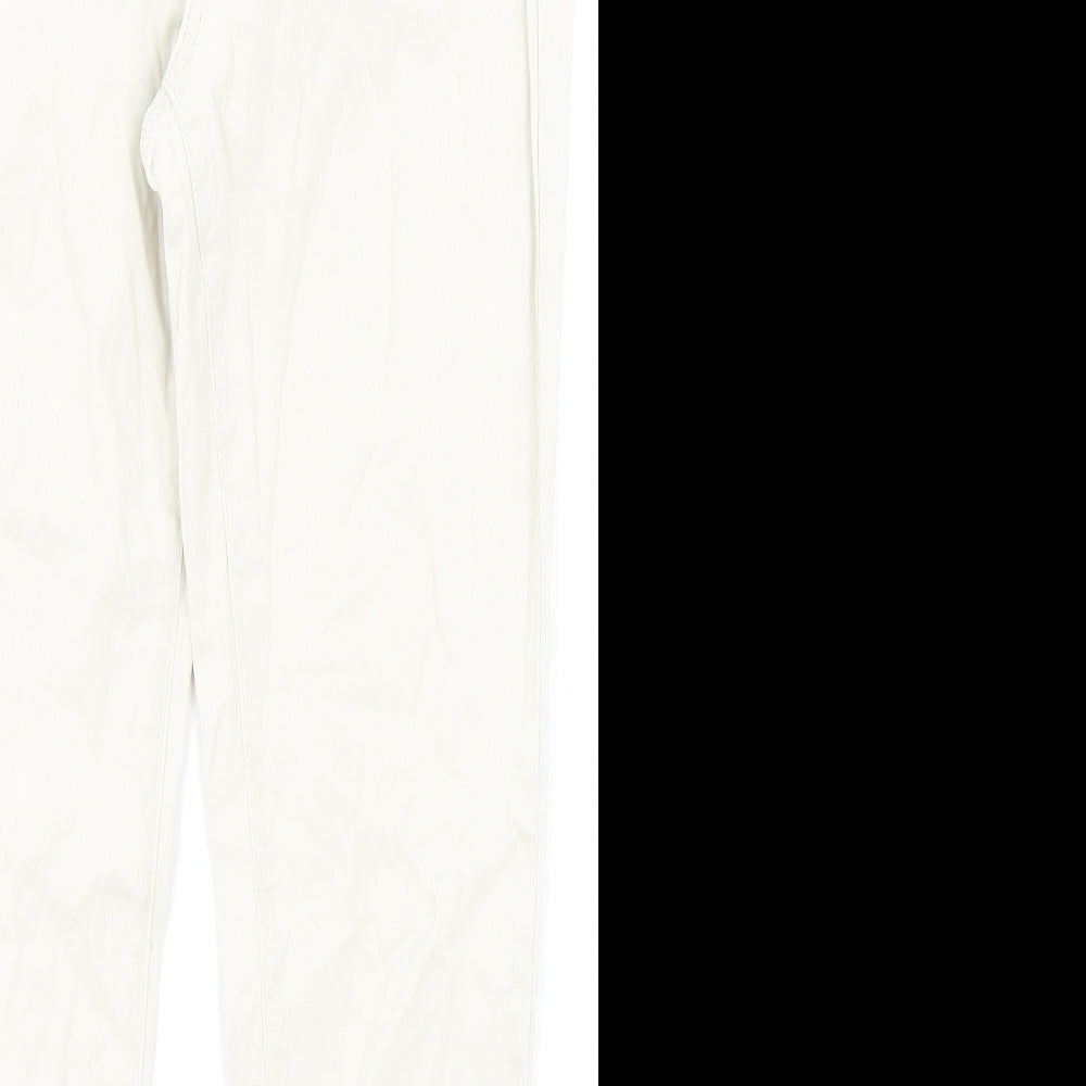 Mint Velvet Womens Beige Cotton Skinny Jeans Size 14 L28 in Regular Zip
