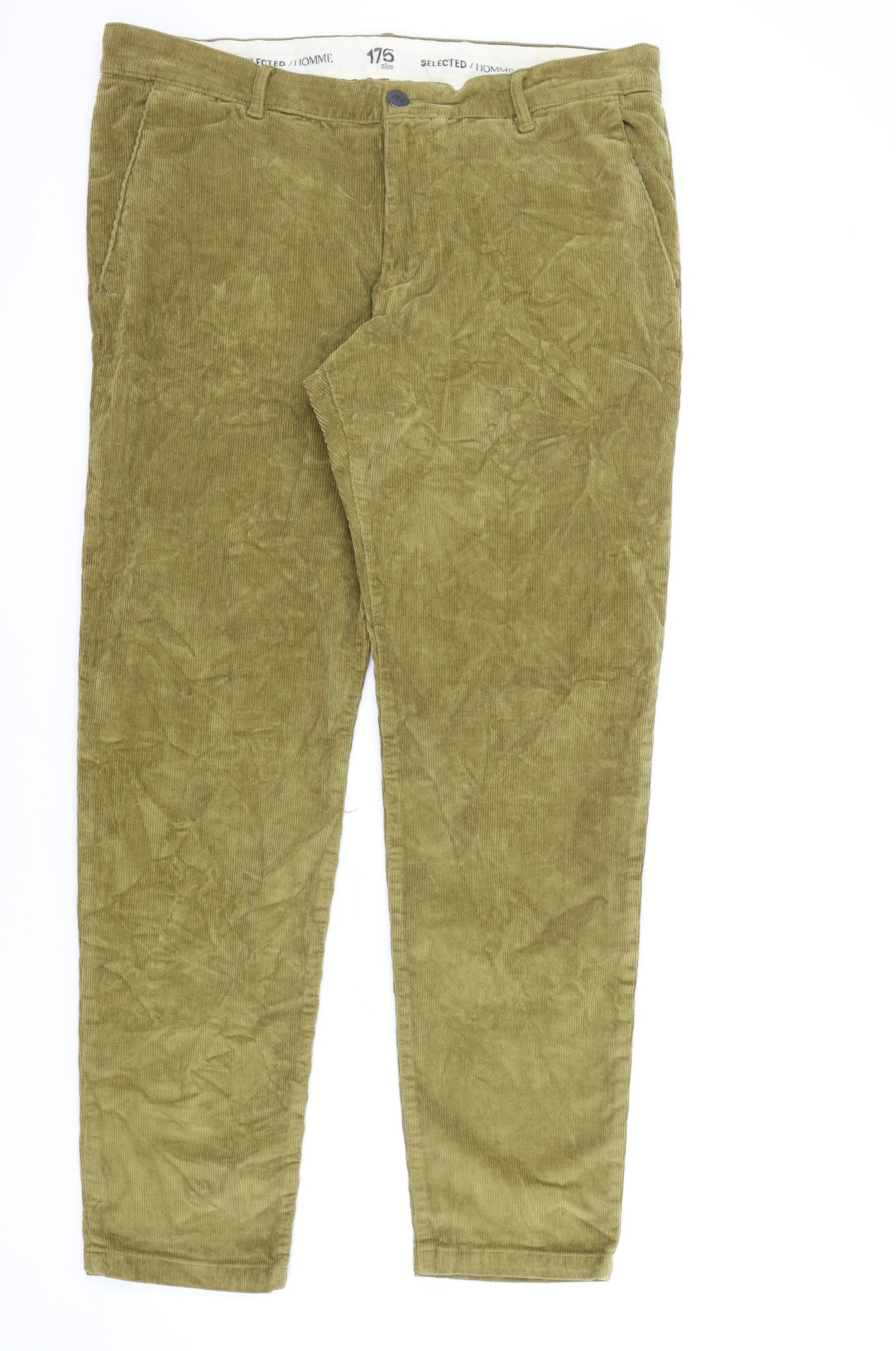 Selected Homme Mens Brown Cotton Straight Jeans Size 36 in L34 in Slim Zip