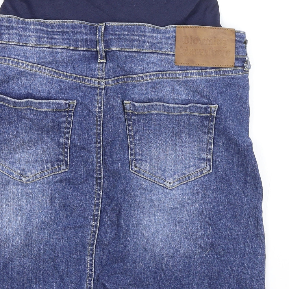 Blooming Marvellous Womens Blue Cotton Mini Skirt Size 10 Button - Distressed