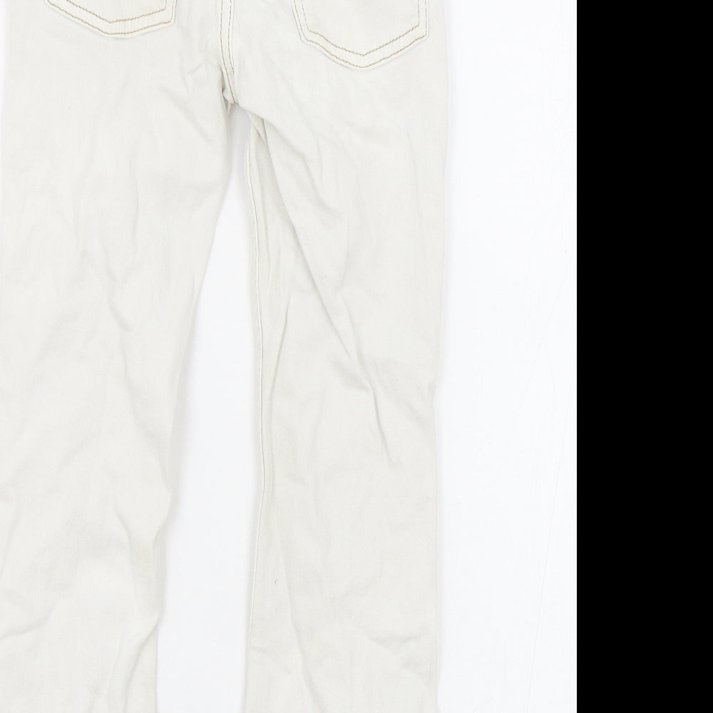 Zara Girls Ivory Cotton Bootcut Jeans Size 9 Years Regular Zip