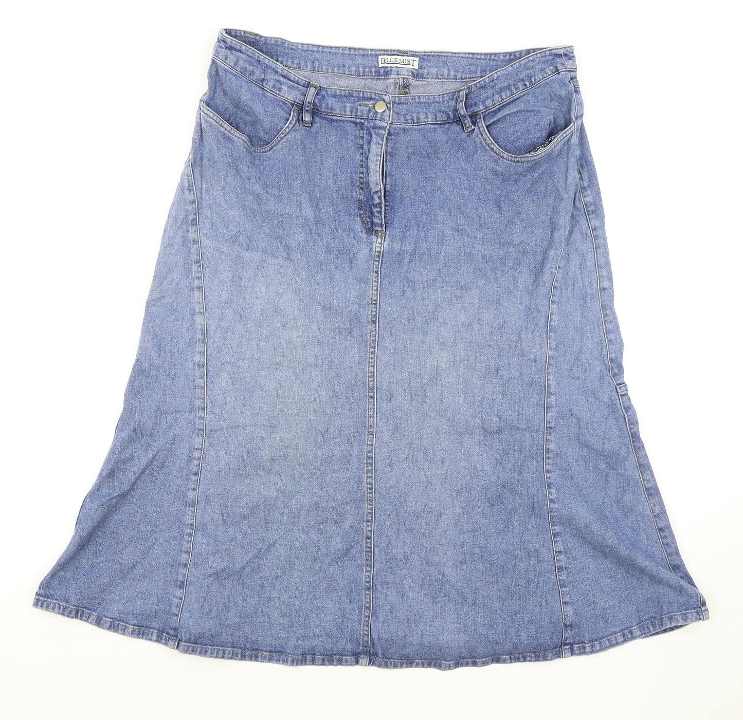 Blue Mist Womens Blue Cotton Flare Skirt Size 18 Zip