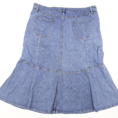 Blue Mist Womens Blue Cotton Flare Skirt Size 18 Zip