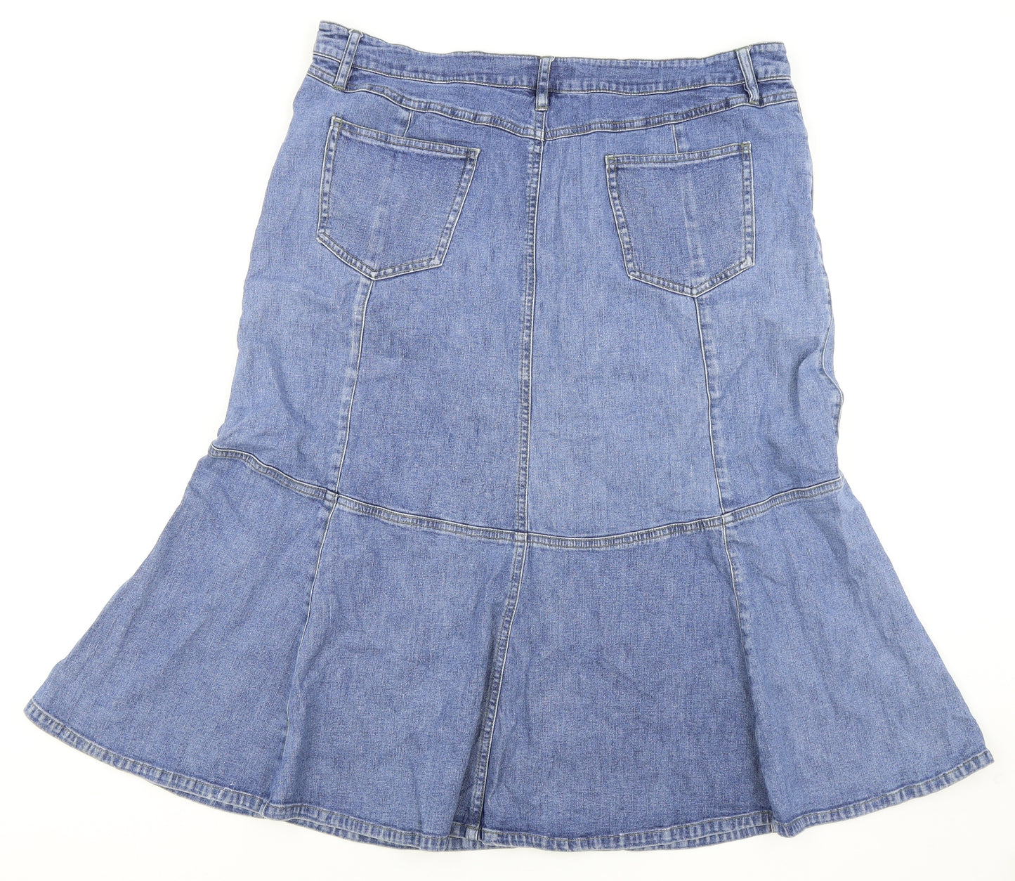 Blue Mist Womens Blue Cotton Flare Skirt Size 18 Zip