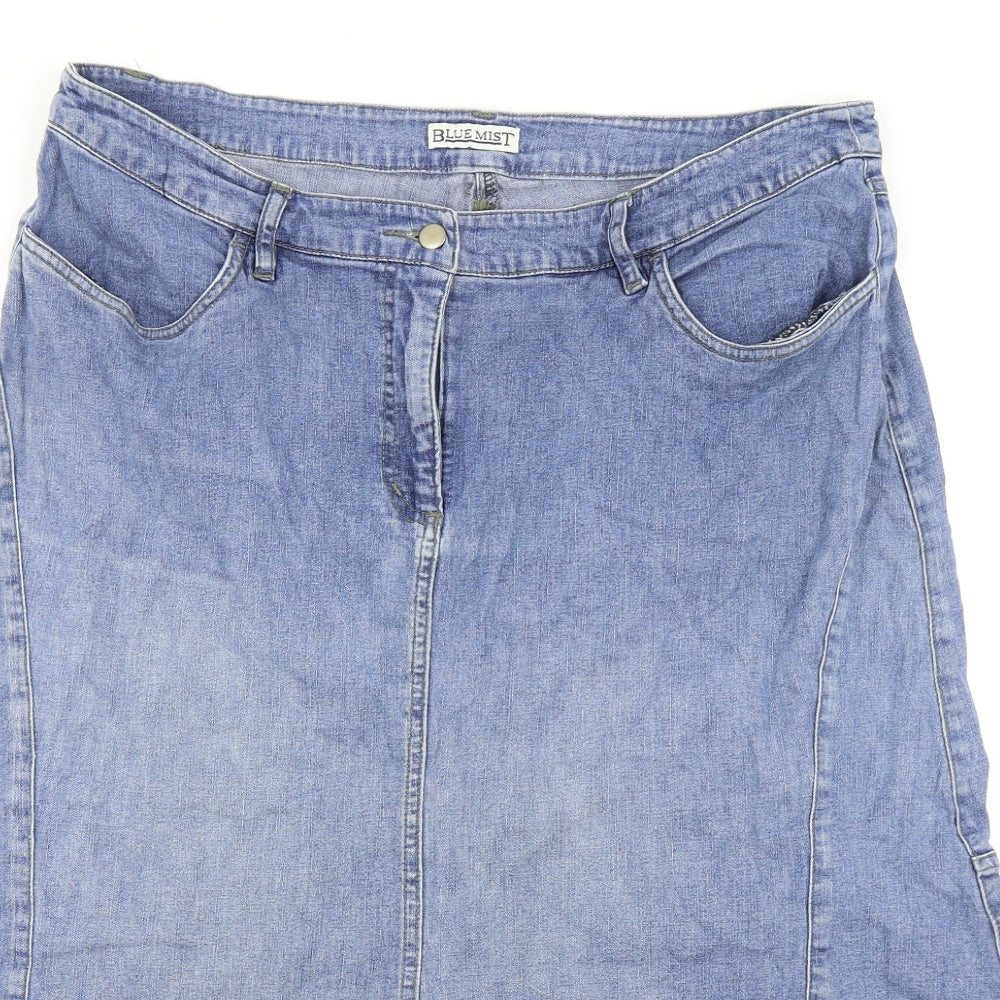 Blue Mist Womens Blue Cotton Flare Skirt Size 18 Zip