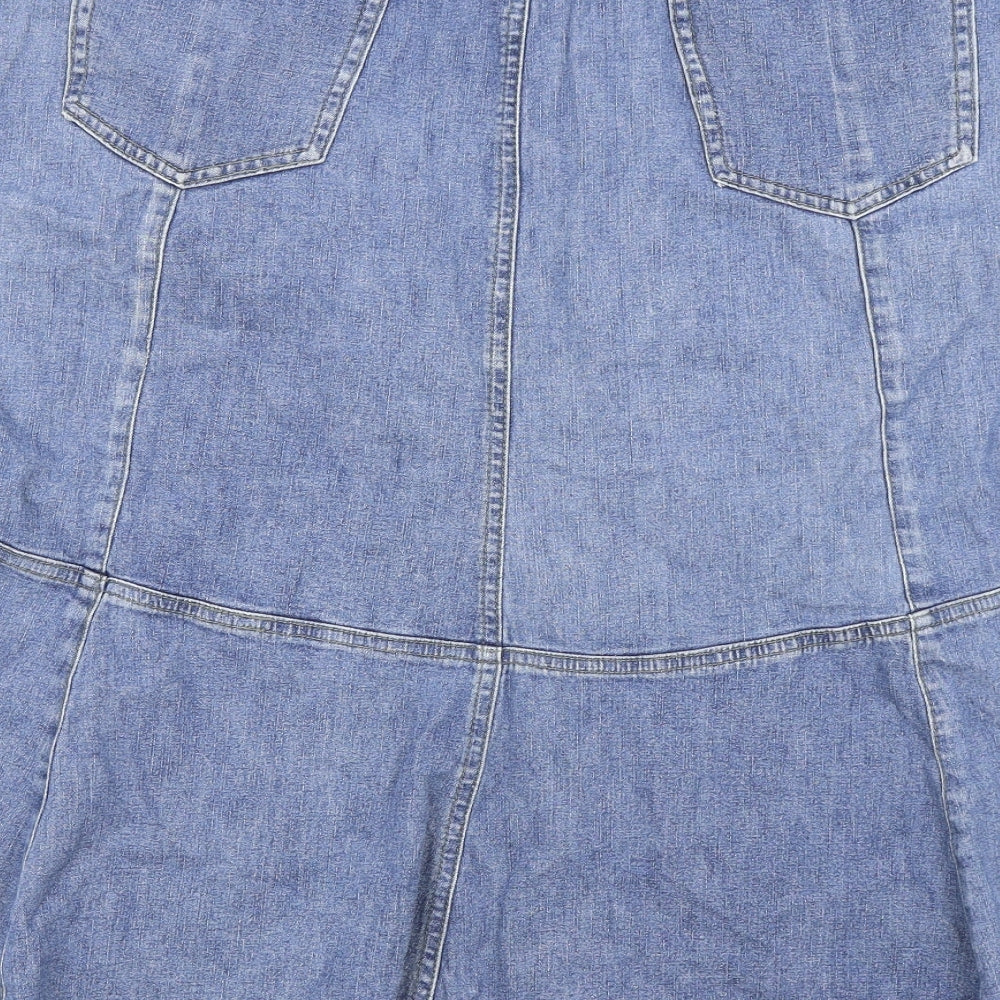 Blue Mist Womens Blue Cotton Flare Skirt Size 18 Zip
