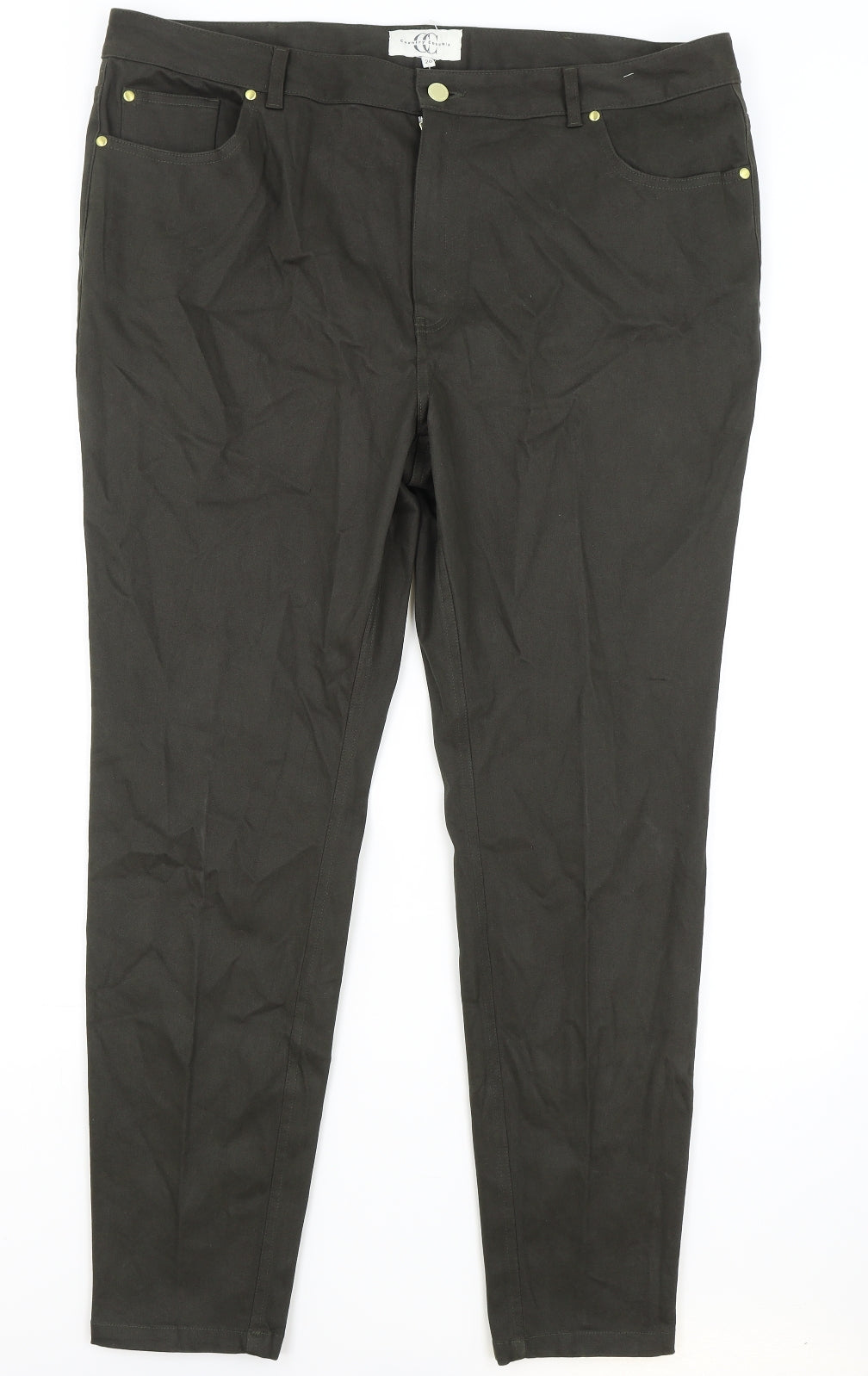 Country Casuals Womens Green Cotton Tapered Jeans Size 20 L29 in Regular Zip