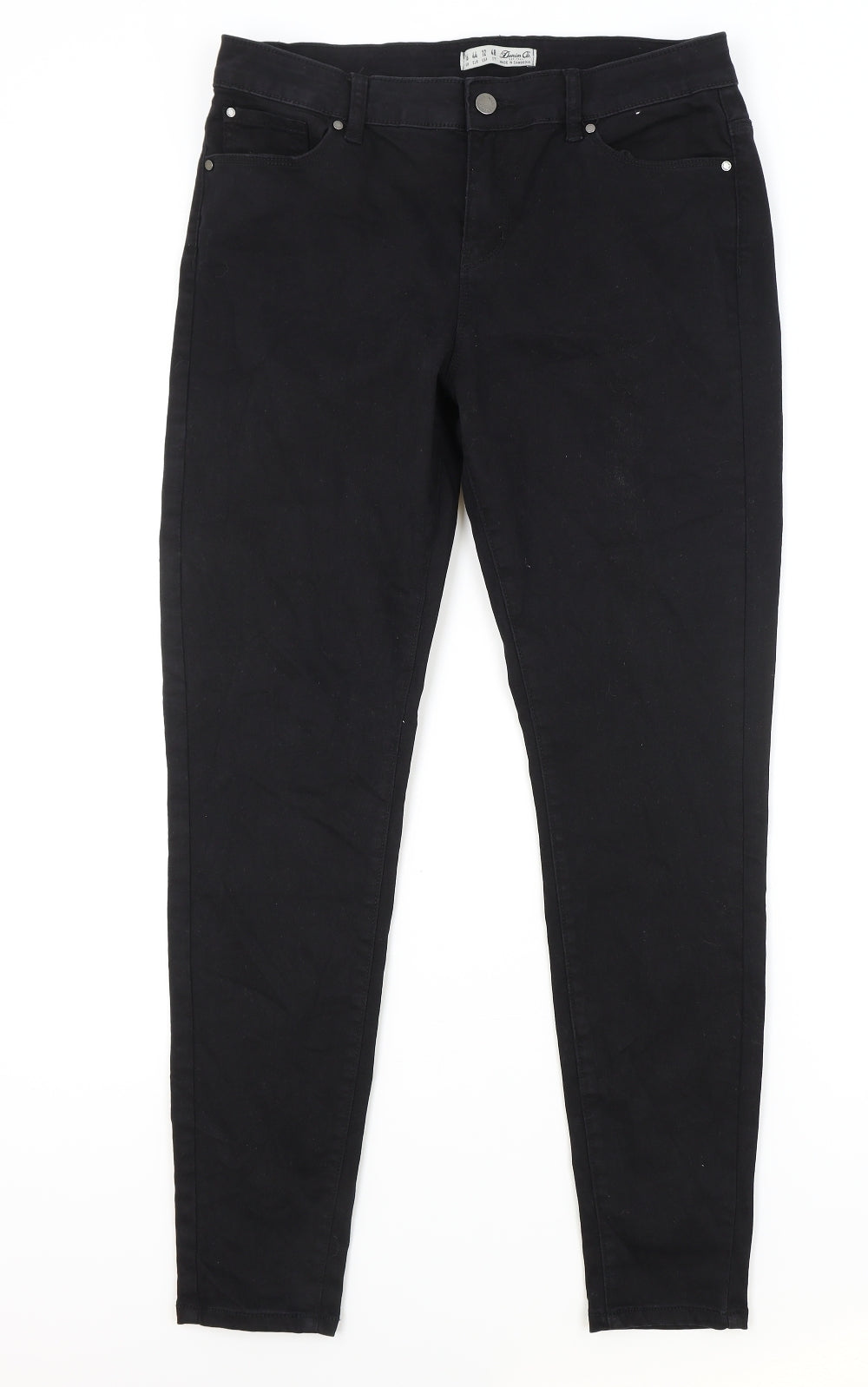 Primark Womens Black Cotton Skinny Jeans Size 16 L30 in Regular Zip