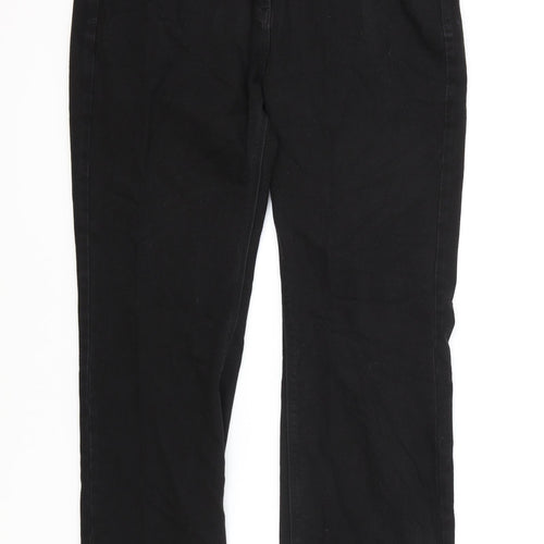 Marks and Spencer Womens Black Cotton Straight Jeans Size 20 L30 in Regular Zip