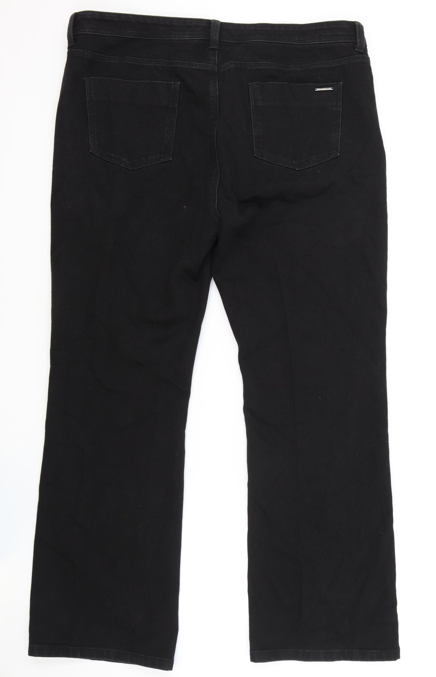 Marks and Spencer Womens Black Cotton Straight Jeans Size 20 L30 in Regular Zip