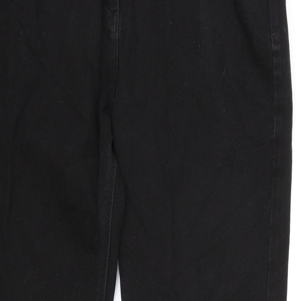 Marks and Spencer Womens Black Cotton Straight Jeans Size 20 L30 in Regular Zip