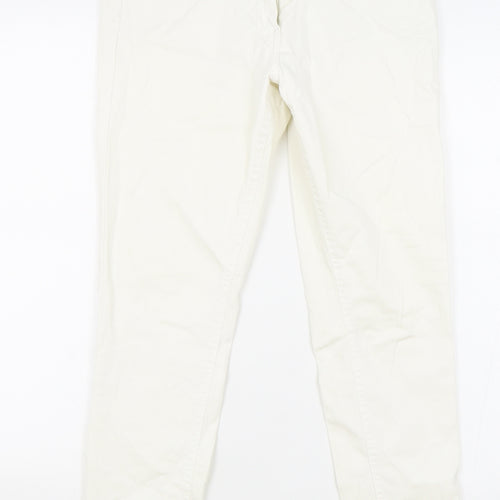 TU Womens Ivory Cotton Skinny Jeans Size 12 L27 in Relaxed Zip