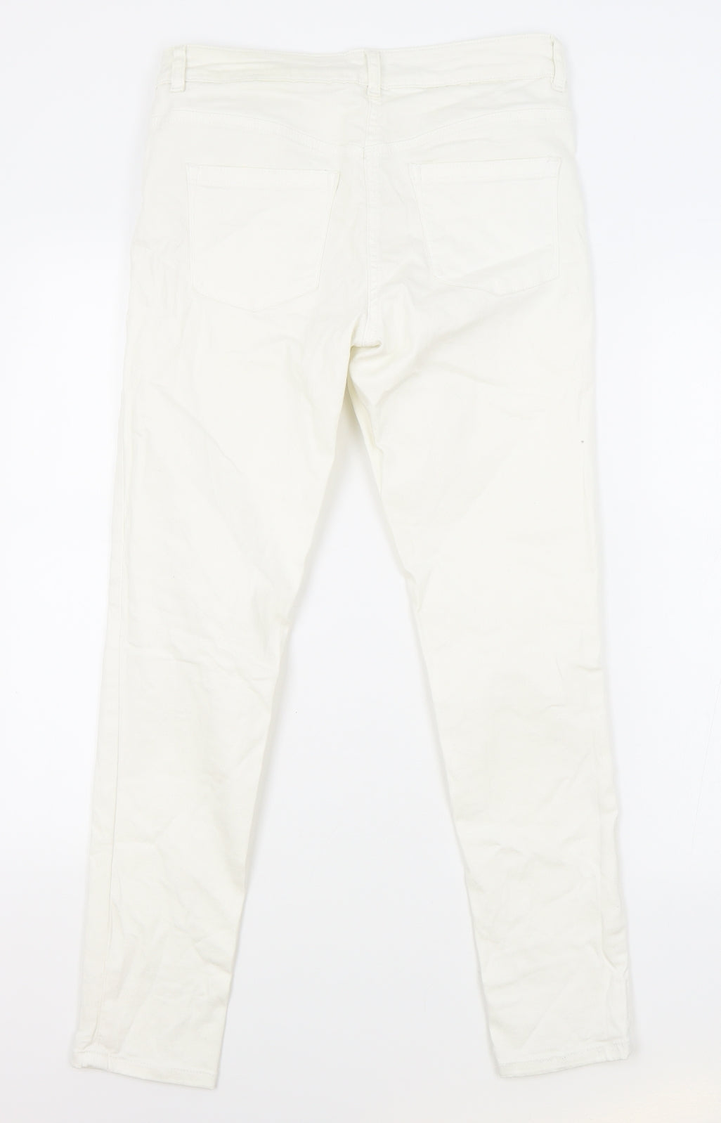 TU Womens Ivory Cotton Skinny Jeans Size 12 L27 in Relaxed Zip