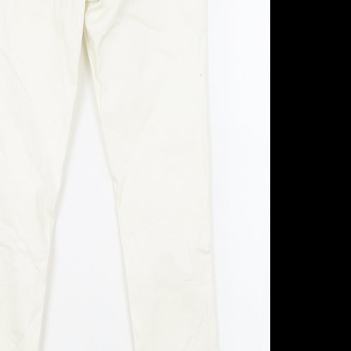 TU Womens Ivory Cotton Skinny Jeans Size 12 L27 in Relaxed Zip