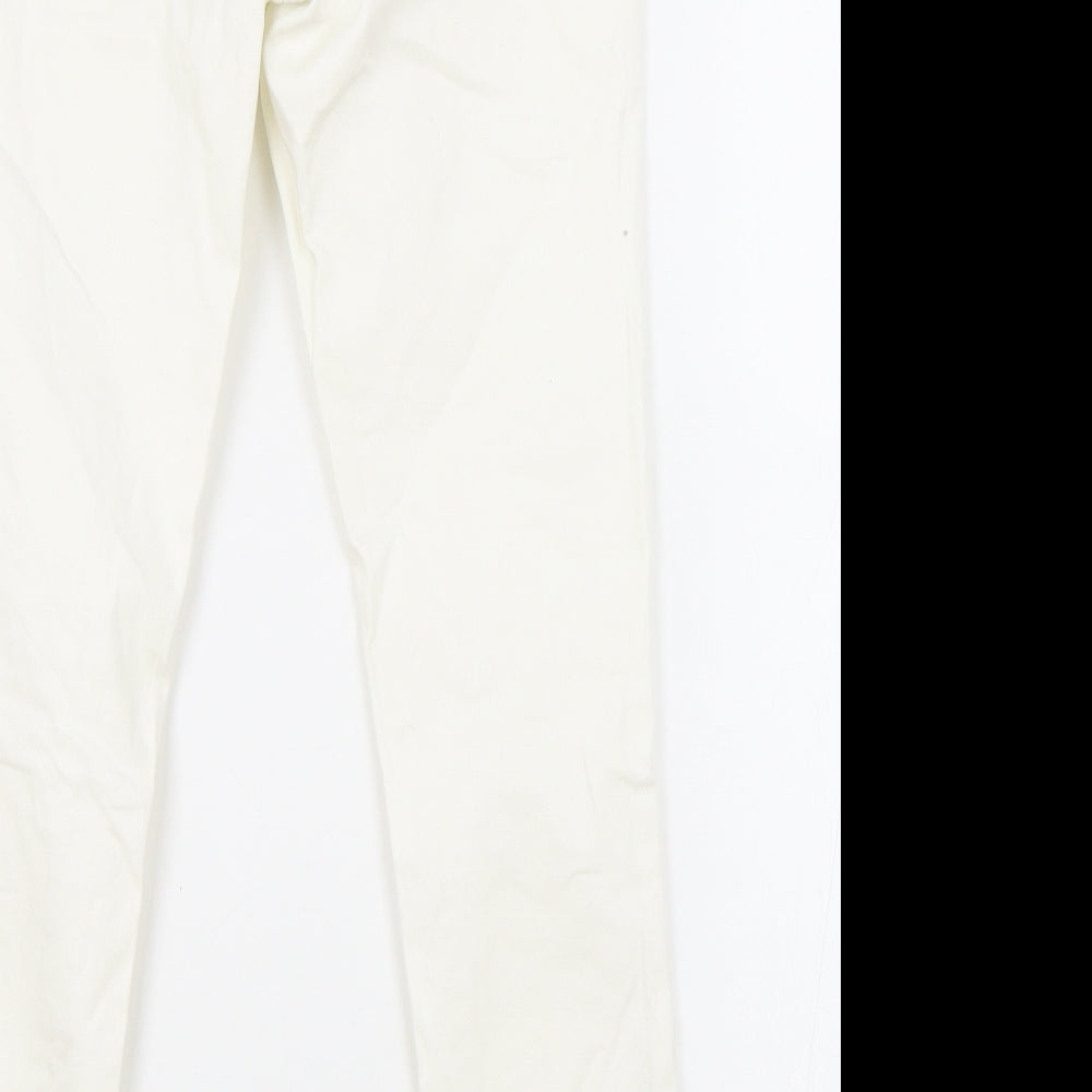TU Womens Ivory Cotton Skinny Jeans Size 12 L27 in Relaxed Zip