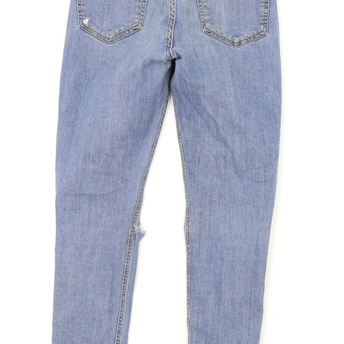 Topshop Womens Blue Cotton Skinny Jeans Size 28 in L30 in Regular Zip