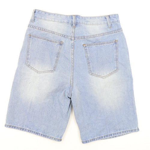 SheIn Mens Blue Cotton Bermuda Shorts Size S L9 in Regular Zip - Distressed