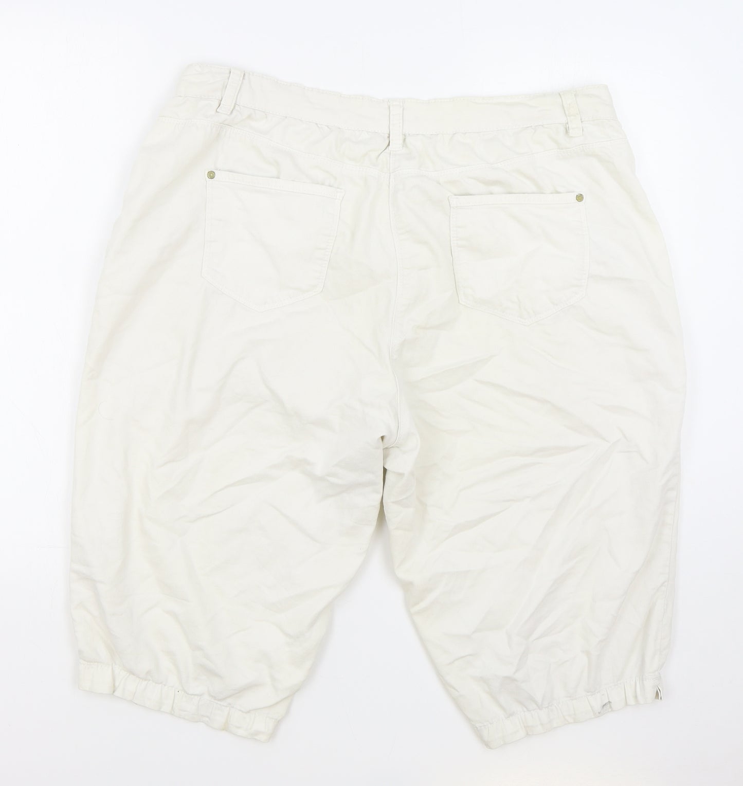 George Womens White Cotton Boyfriend Shorts Size 18 L15 in Regular Zip