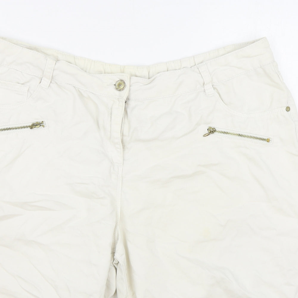 George Womens White Cotton Boyfriend Shorts Size 18 L15 in Regular Zip