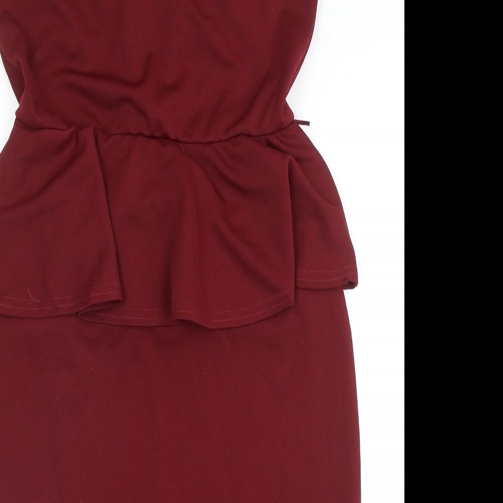 Missi London Womens Red Polyester Pencil Dress Size 16 Sweetheart Pullover