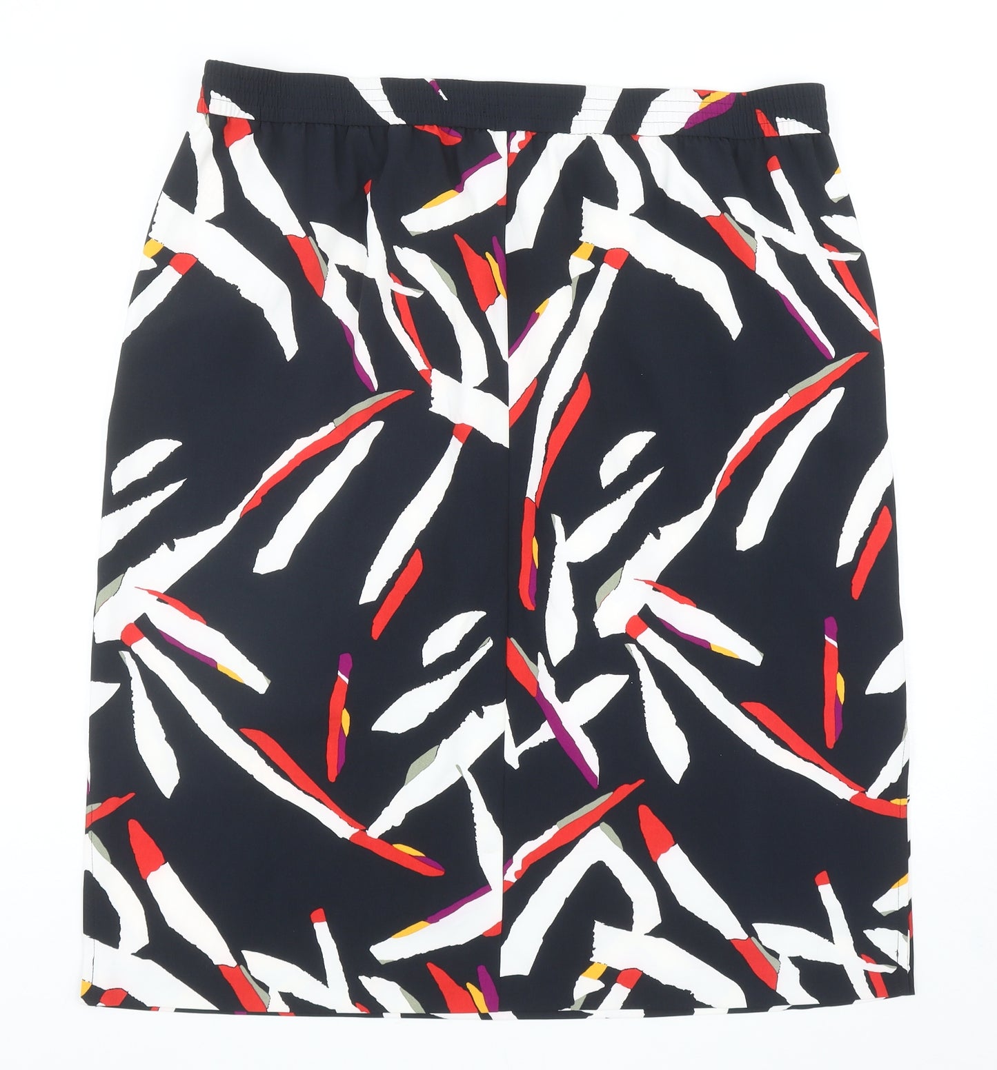 Marks and Spencer Womens Black Geometric Polyester A-Line Skirt Size 22