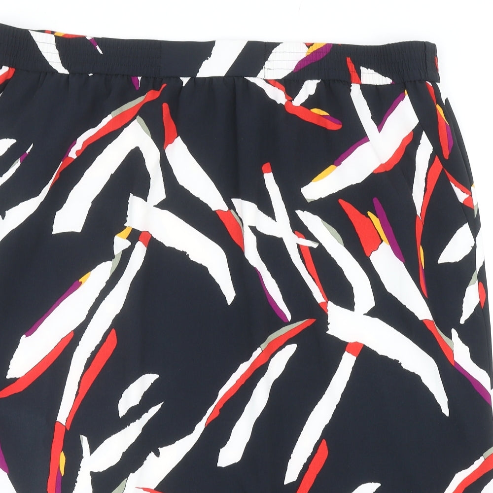 Marks and Spencer Womens Black Geometric Polyester A-Line Skirt Size 22