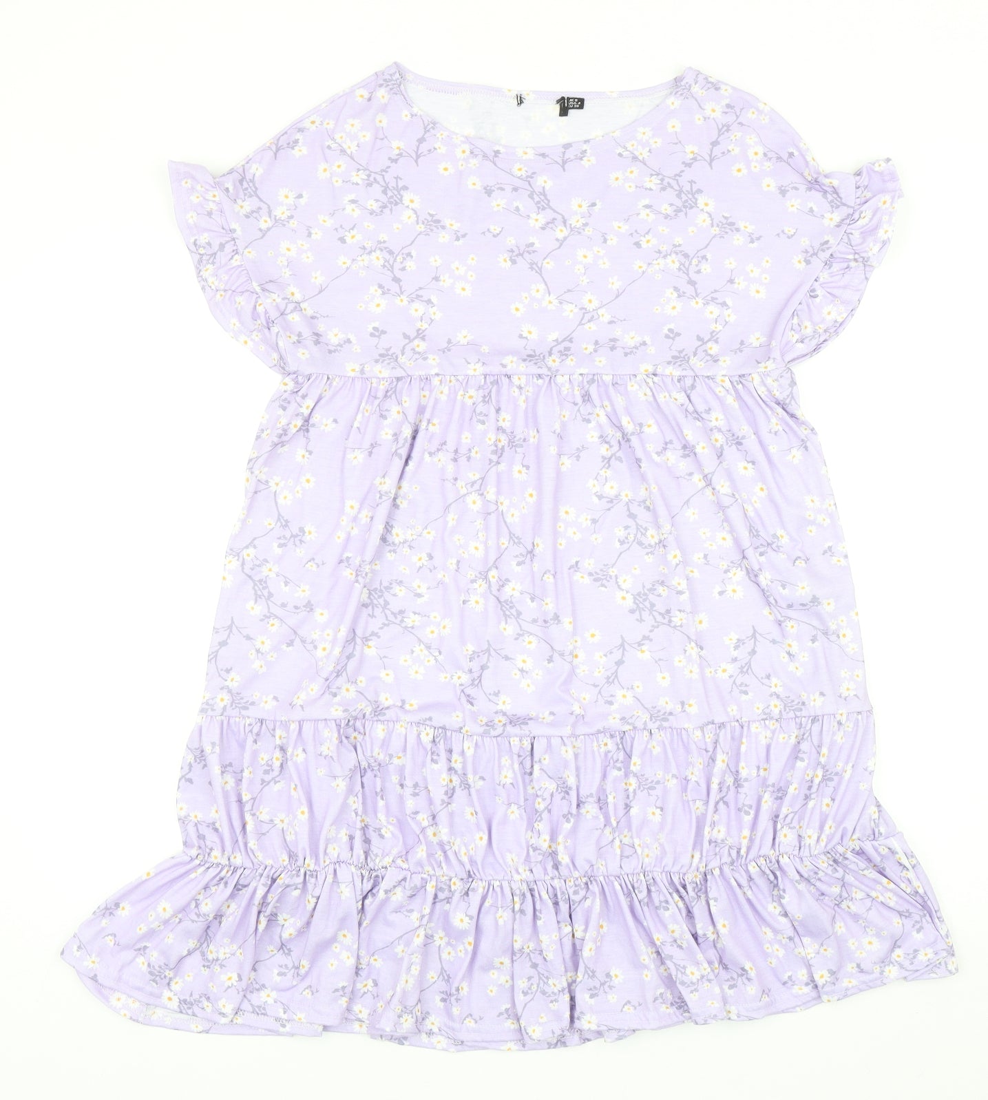 PRETTYLITTLETHING Womens Purple Floral Polyester Trapeze & Swing Size 8 Boat Neck Pullover