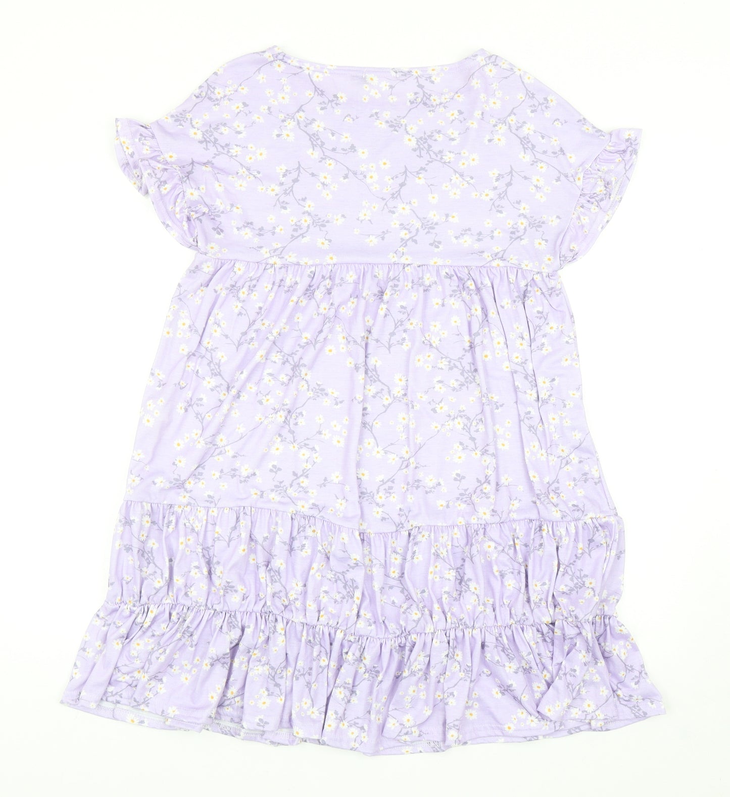 PRETTYLITTLETHING Womens Purple Floral Polyester Trapeze & Swing Size 8 Boat Neck Pullover