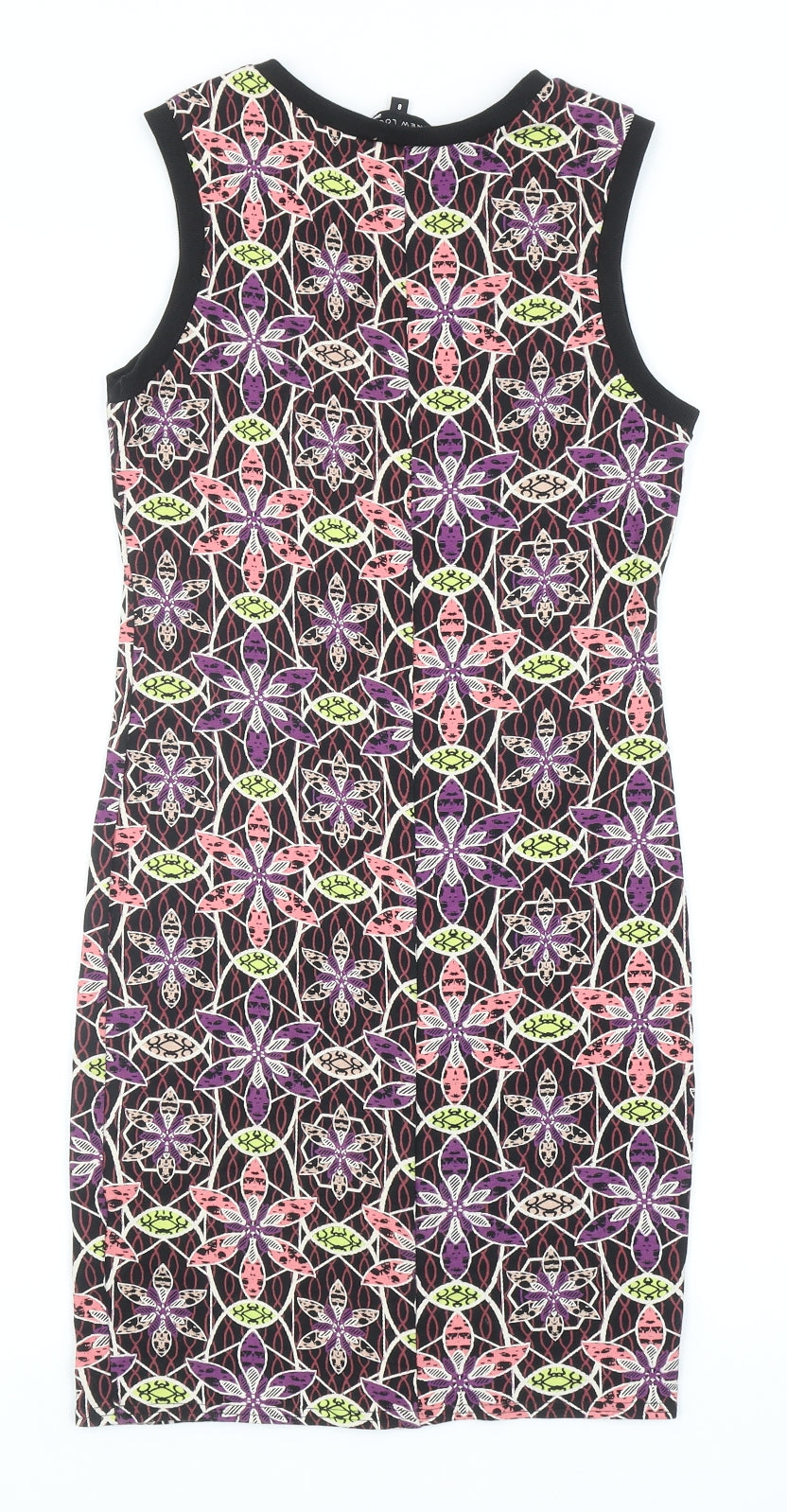New Look Womens Multicoloured Floral Cotton Bodycon Size 8 Round Neck Pullover