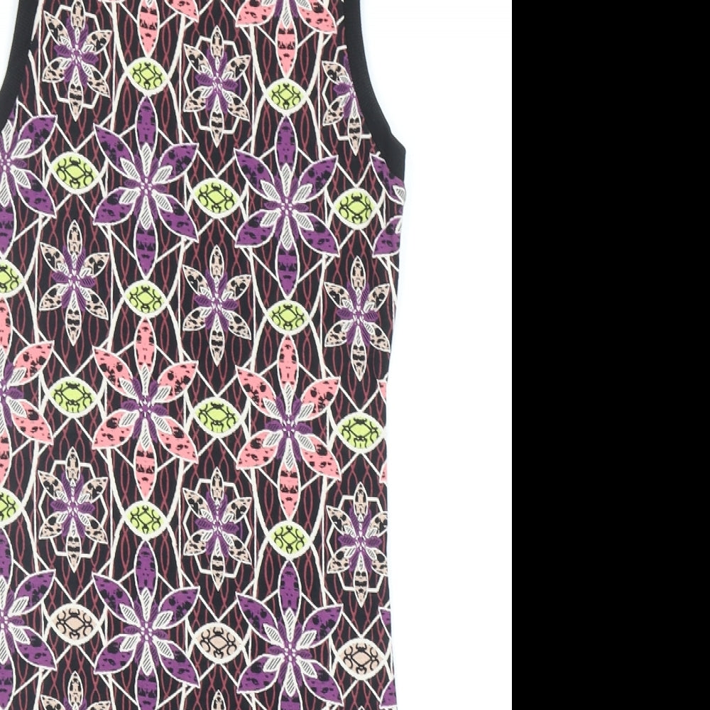 New Look Womens Multicoloured Floral Cotton Bodycon Size 8 Round Neck Pullover