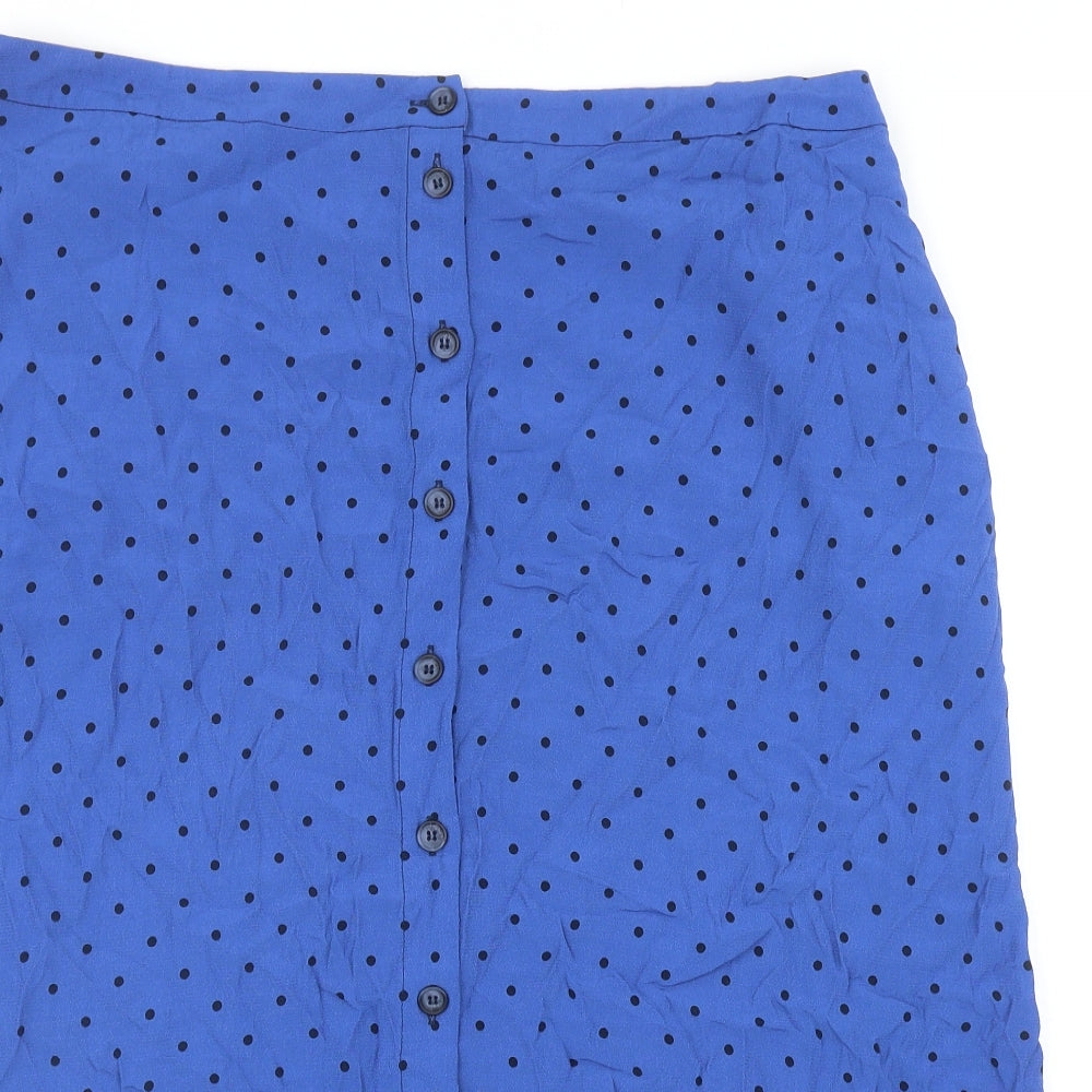 Joules Womens Black Polka Dot Viscose A-Line Skirt Size 18 Button
