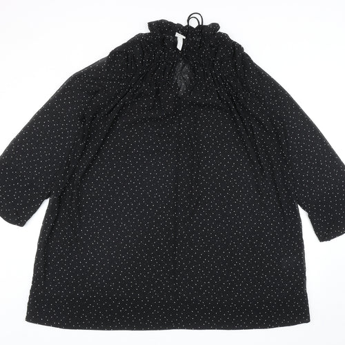 H&M Womens Black Polka Dot Polyester A-Line Size M Mock Neck Tie