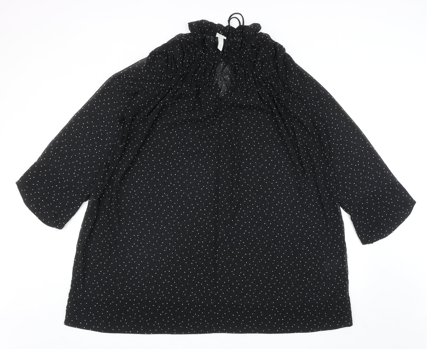 H&M Womens Black Polka Dot Polyester A-Line Size M Mock Neck Tie