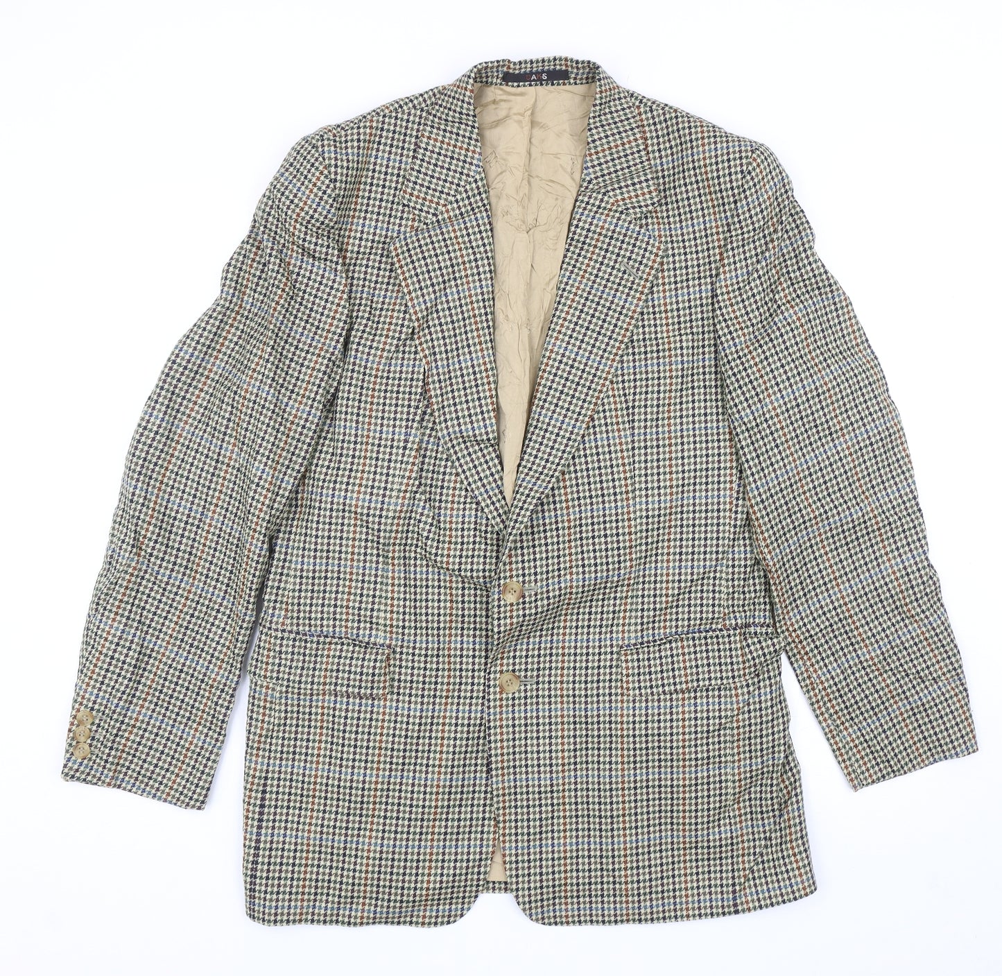 DAKS Mens Multicoloured Houndstooth Wool Jacket Blazer